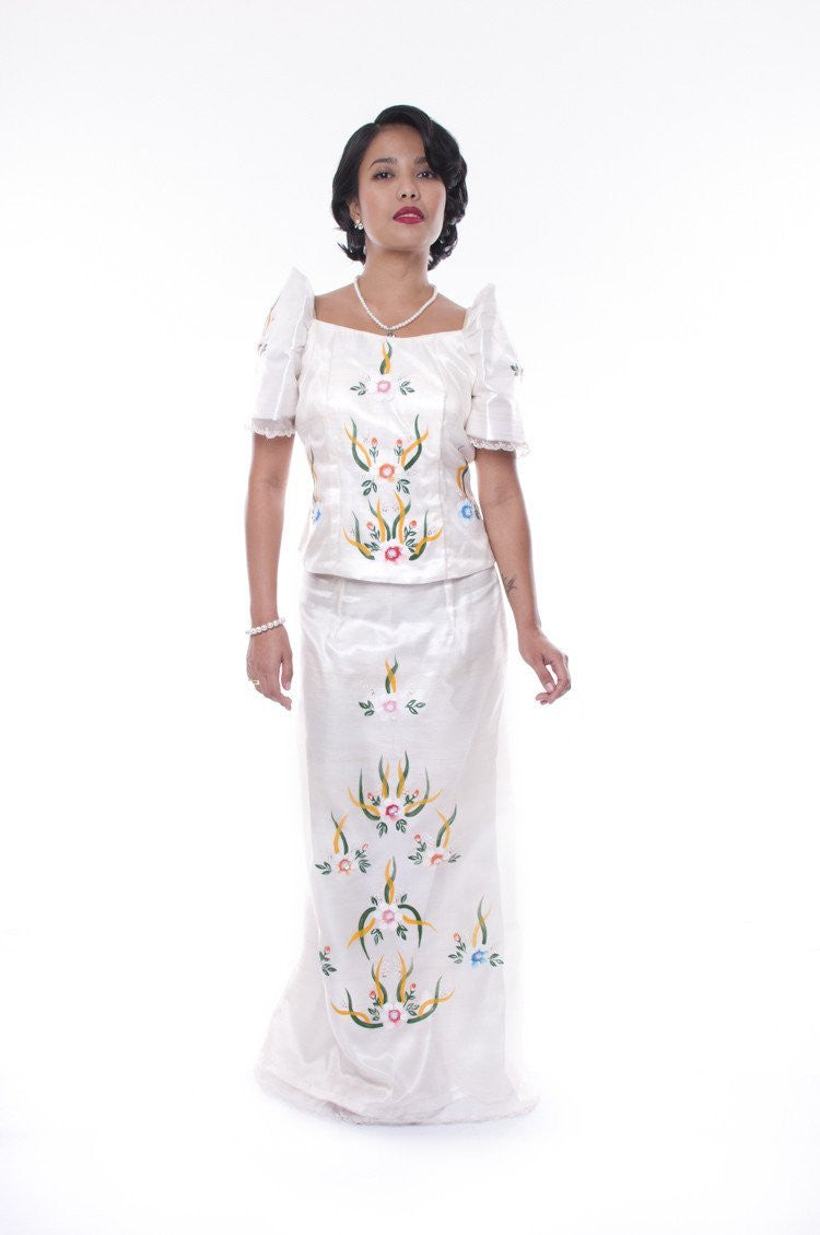 Filipiniana Terno with Butterfly Sleeves